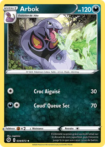 Image de la carte Pokemon Arbok 034/73