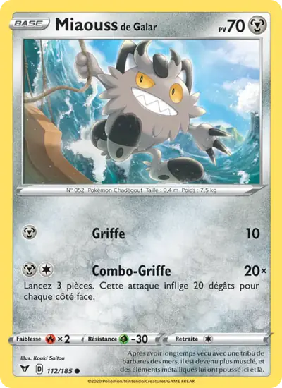 Image de la carte Pokemon Miaouss de Galar 112/185