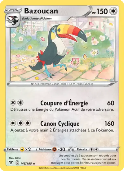 Image de la carte Pokemon Bazoucan 145/185