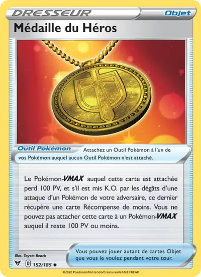Image de la carte Pokemon Médaille du Héros 152/185