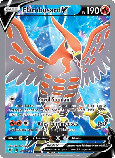 Image de la carte Pokemon Flambusard V 168/185