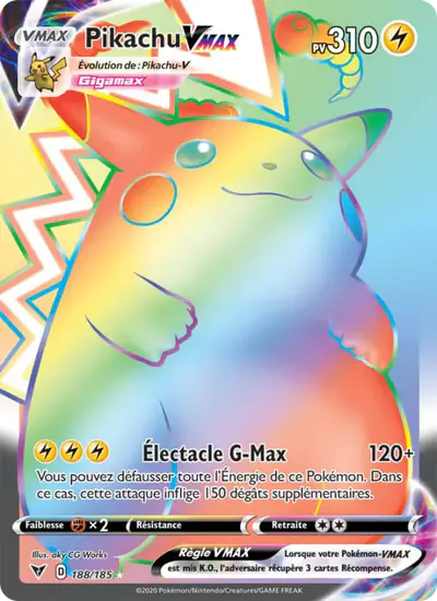 Image de la carte Pokemon Pikachu VMAX 188/185