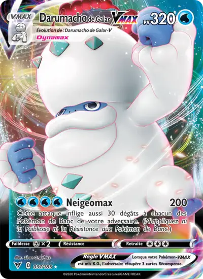 Image de la carte Pokemon Darumacho de Galar VMAX 037/185