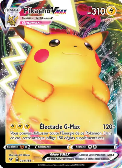 Image de la carte Pokemon Pikachu VMAX 044/185