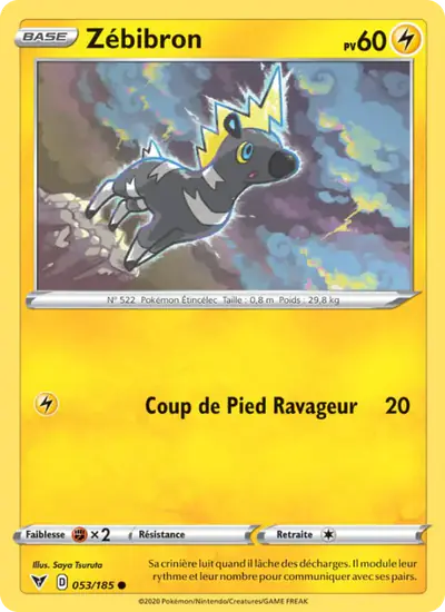 Image de la carte Pokemon Zébibron 053/185