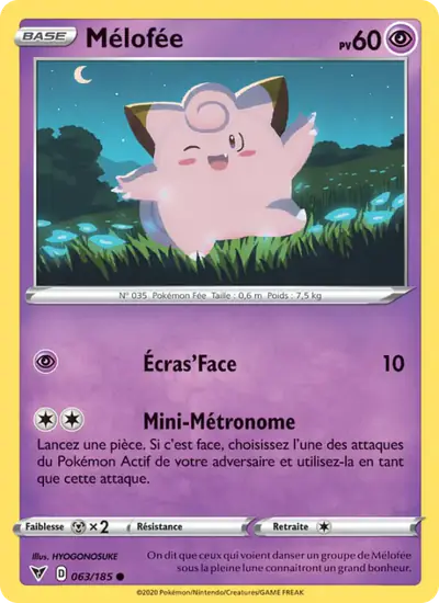 Image de la carte Pokemon Mélofée 063/185