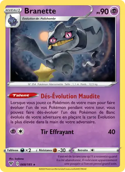 Image de la carte Pokemon Branette 068/185
