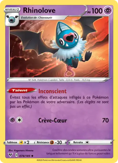 Image de la carte Pokemon Rhinolove 074/185