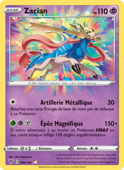 Image de la carte Pokemon Zacian 082/185