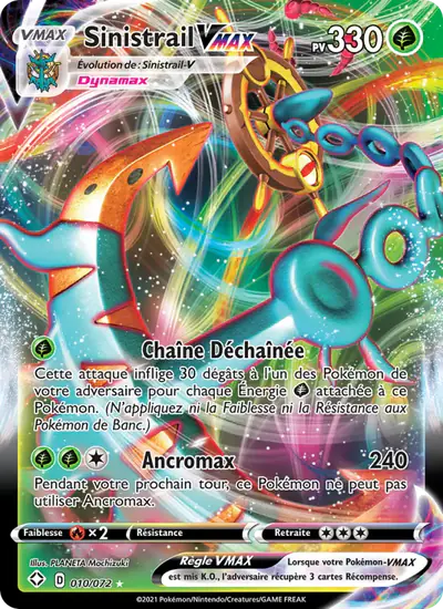 Image de la carte Pokemon Sinistrail VMAX 010/72