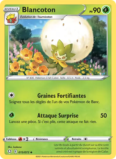 Image de la carte Pokemon Blancoton 015/72