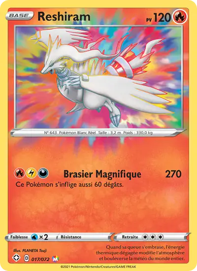 Image de la carte Pokemon Reshiram 017/72