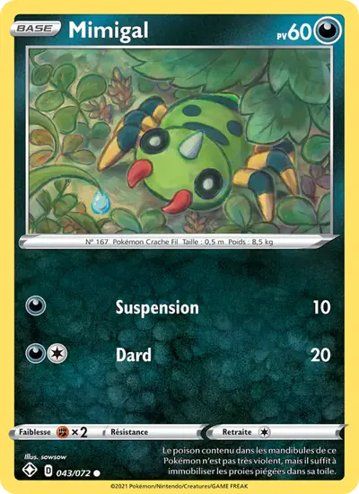 Image de la carte Pokemon Mimigal 043/72