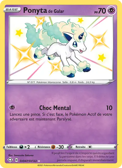 Image de la carte Pokemon Ponyta de Galar SV047/72