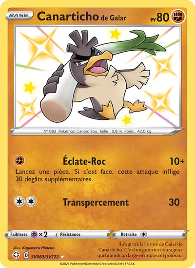Image de la carte Pokemon Canarticho de Galar SV063/72