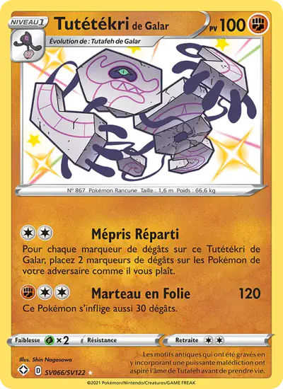 Image de la carte Pokemon Tutétékri de Galar SV066/72