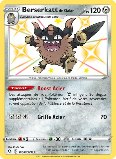 Image de la carte Pokemon Berserkatt de Galar SV087/72