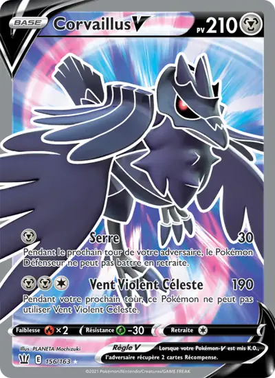 Image de la carte Pokemon Corvaillus V 156/163