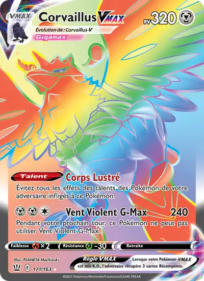 Image de la carte Pokemon Corvaillus VMAX 171/163