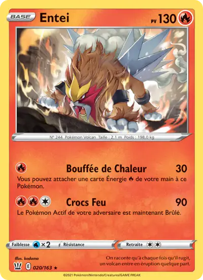 Image de la carte Pokemon Entei 020/163