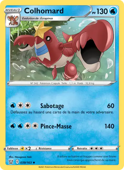Image de la carte Pokemon Colhomard 039/163