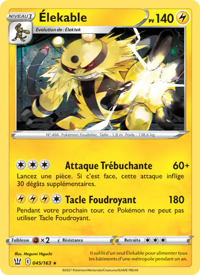 Image de la carte Pokemon Élekable 045/163