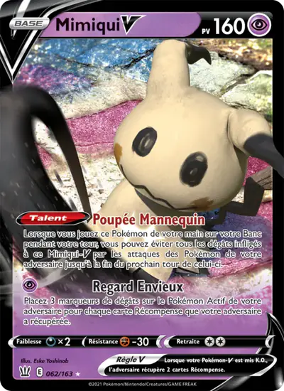 Image de la carte Pokemon Mimiqui V 062/163