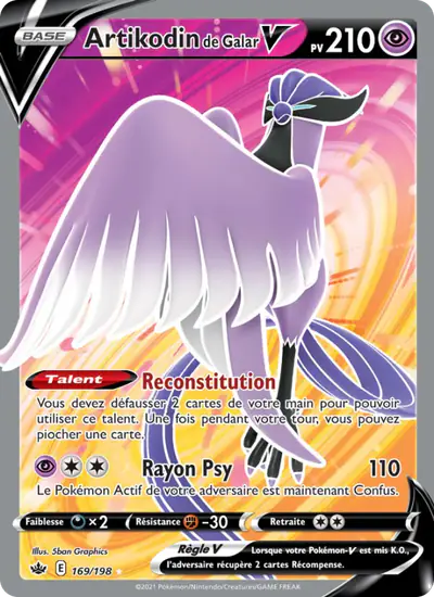 Image de la carte Pokemon Artikodin de Galar V 169/198