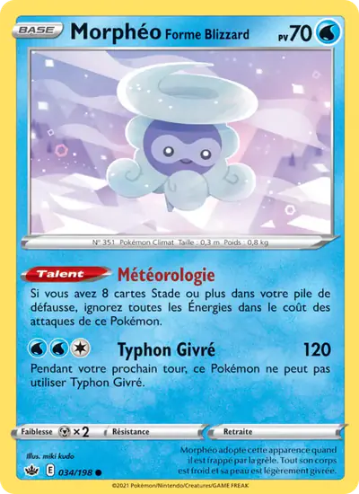 Image de la carte Pokemon Morphéo Forme Blizzard 034/198