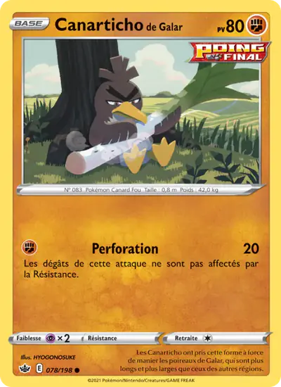 Image de la carte Pokemon Canarticho de Galar 078/198