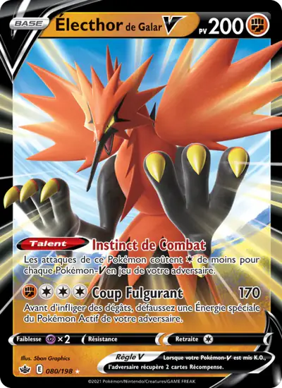 Image de la carte Pokemon Électhor de Galar V 080/198
