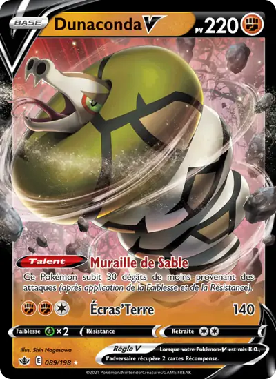 Image de la carte Pokemon Dunaconda V 089/198