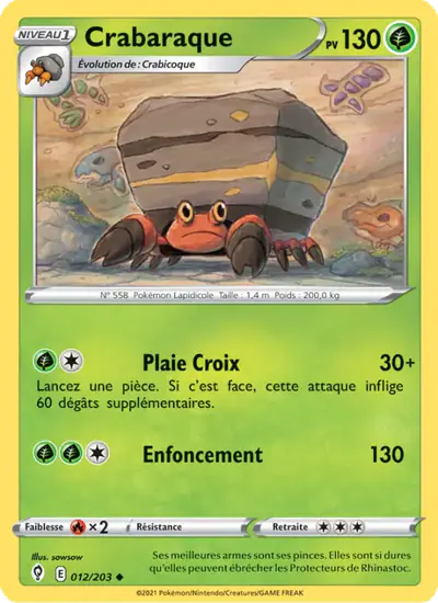 Image de la carte Pokemon Crabaraque 012/203