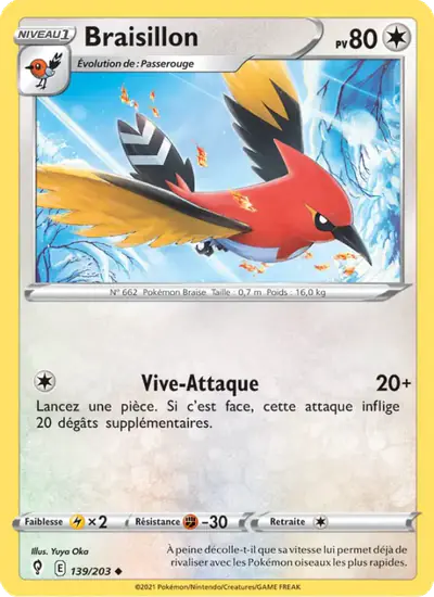 Image de la carte Pokemon Braisillon 139/203
