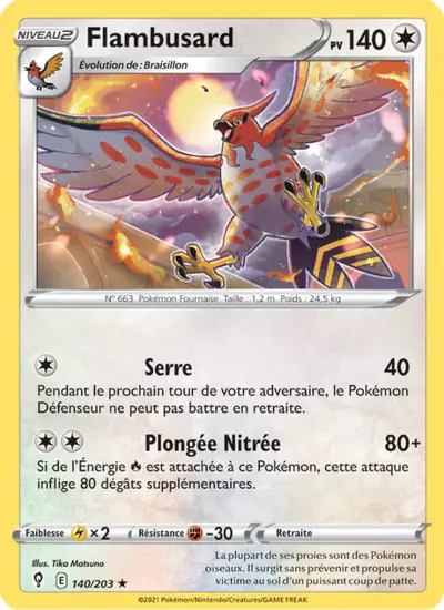 Image de la carte Pokemon Flambusard 140/203