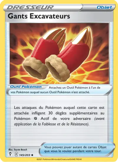 Image de la carte Pokemon Gants Excavateurs 145/203