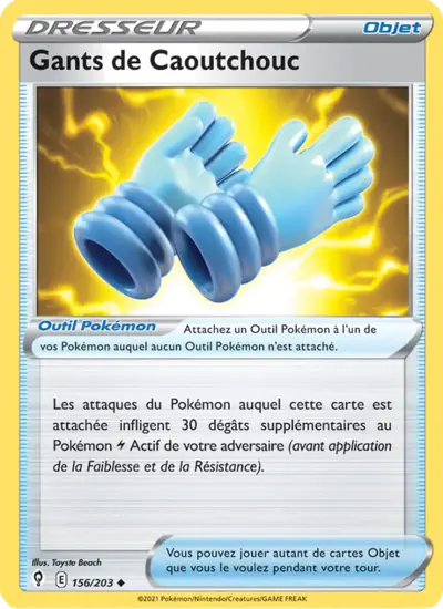 Image de la carte Pokemon Gants de Caoutchouc 156/203