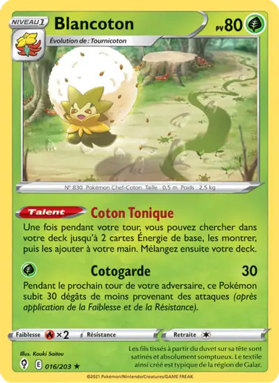 Image de la carte Pokemon Blancoton 016/203