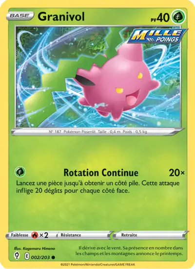 Image de la carte Pokemon Granivol 002/203
