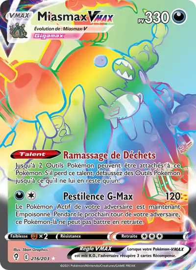 Image de la carte Pokemon Miasmax VMAX 216/203