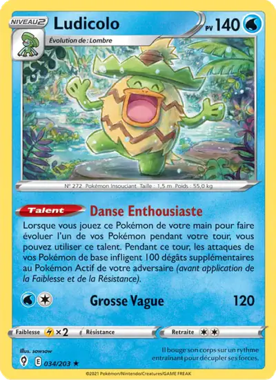 Image de la carte Pokemon Ludicolo 034/203