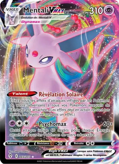 Image de la carte Pokemon Mentali VMAX 065/203