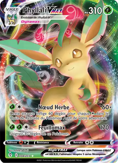 Image de la carte Pokemon Phyllali VMAX 008/203