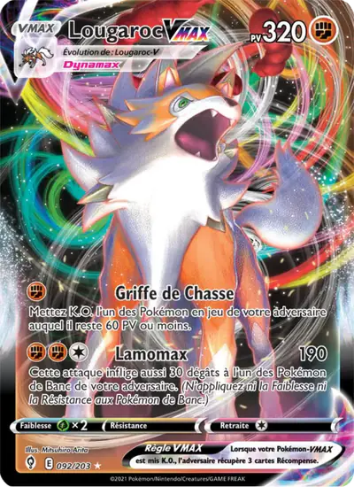 Image de la carte Pokemon Lougaroc VMAX 092/203