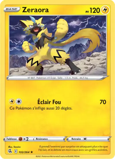 Image de la carte Pokemon Zeraora 102/264