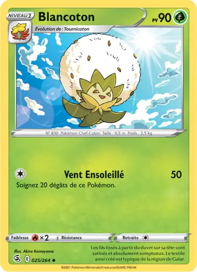 Image de la carte Pokemon Blancoton 025/264