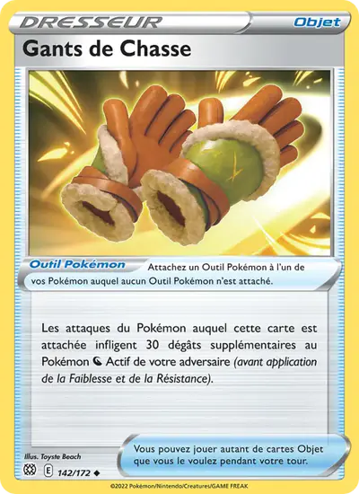 Image de la carte Pokemon Gants de Chasse 142/172