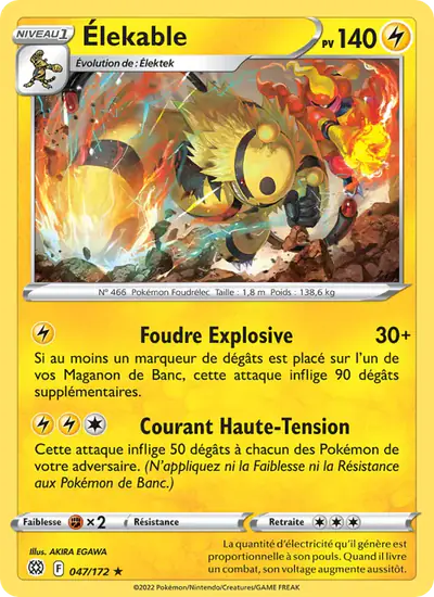 Image de la carte Pokemon Élekable 047/172