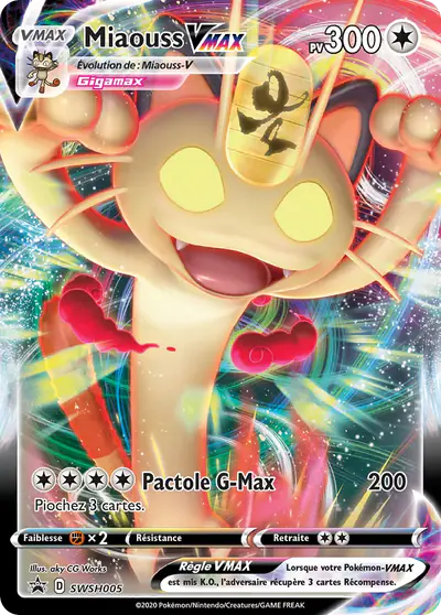 Image de la carte Pokemon Miaouss VMAX SWSH005/184