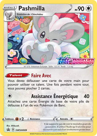 Image de la carte Pokemon Pashmilla SWSH009/184